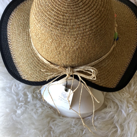 Tirabasso Paper Hat-New w-Tags made in Italy beautiful beaded rim. Light Tan/Blk - Picture 3 of 4